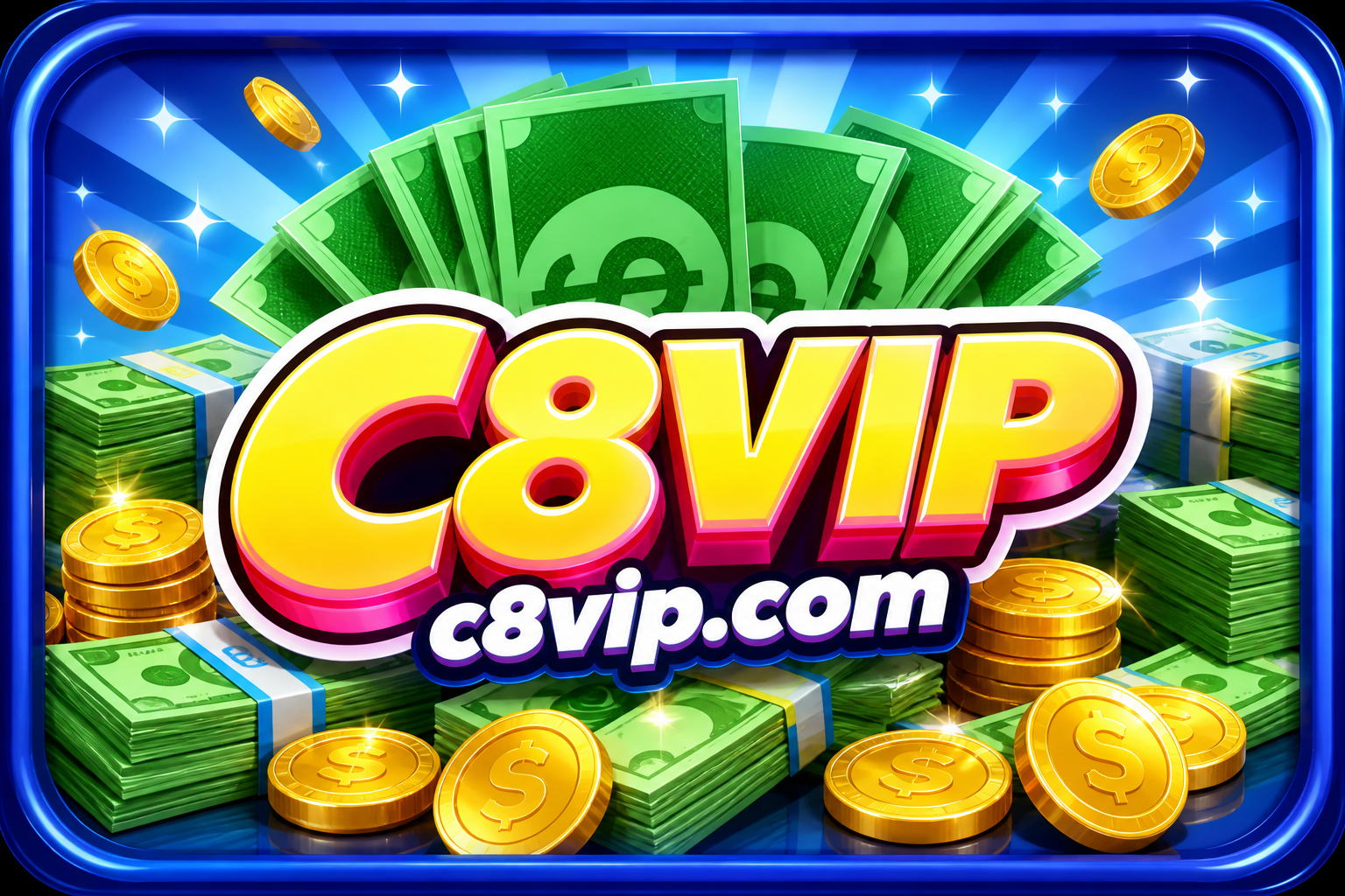 C8VIP: dolar hijau, logo C8VIP, c8vip.com, koin.